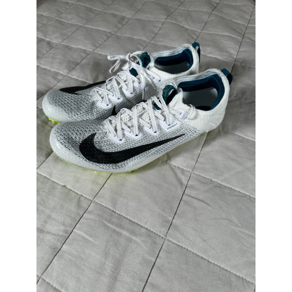 Nike Air Zoom Maxfly 2 Track Spikes Mens 8.5 White Black FZ9662-100 Excellent - Picture 1 of 7
